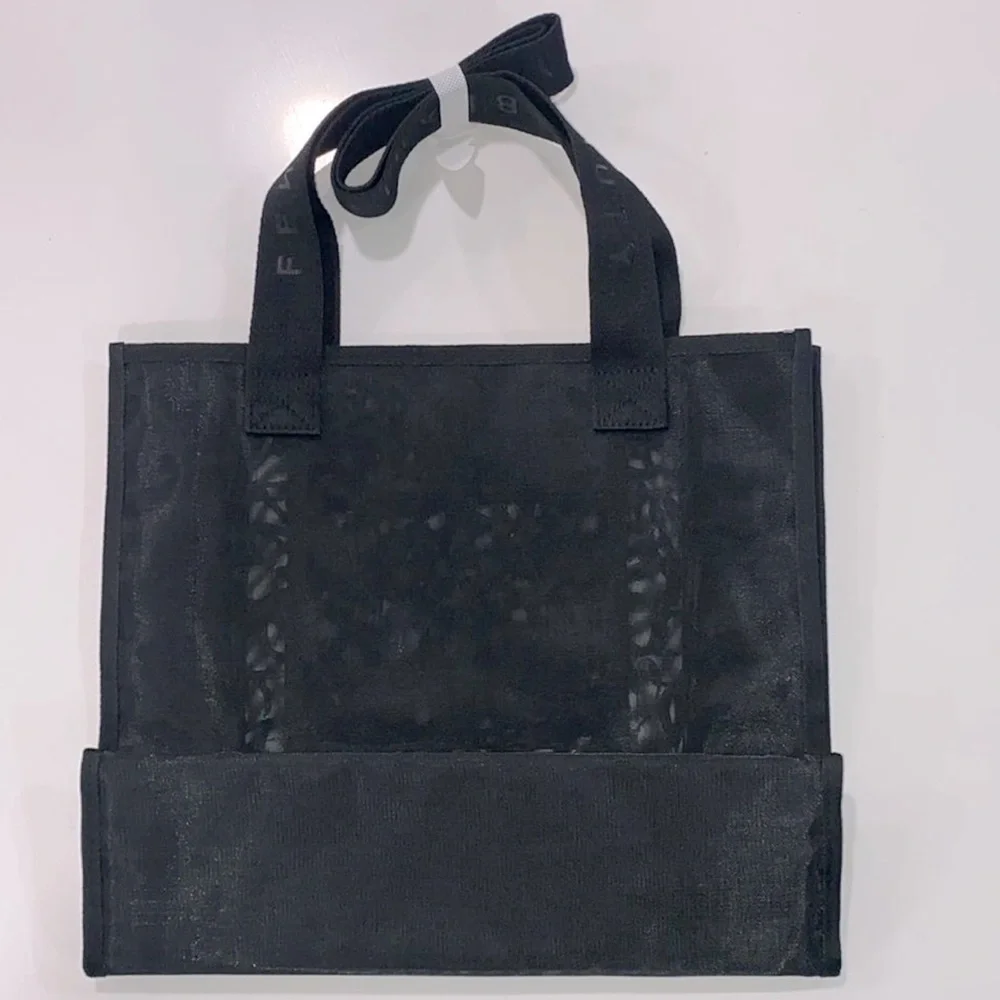 Fenty Beauty Black Mesh Artistic Tote with Decorative Handles